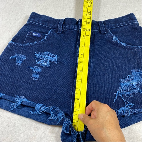 Lee High Waist Distressed Shorts Blue Denim Jean Shorts 10M Frayed Hem P… - Picture 7 of 10